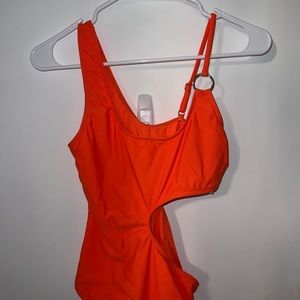 shein orange one piece swimsuit bathing suit